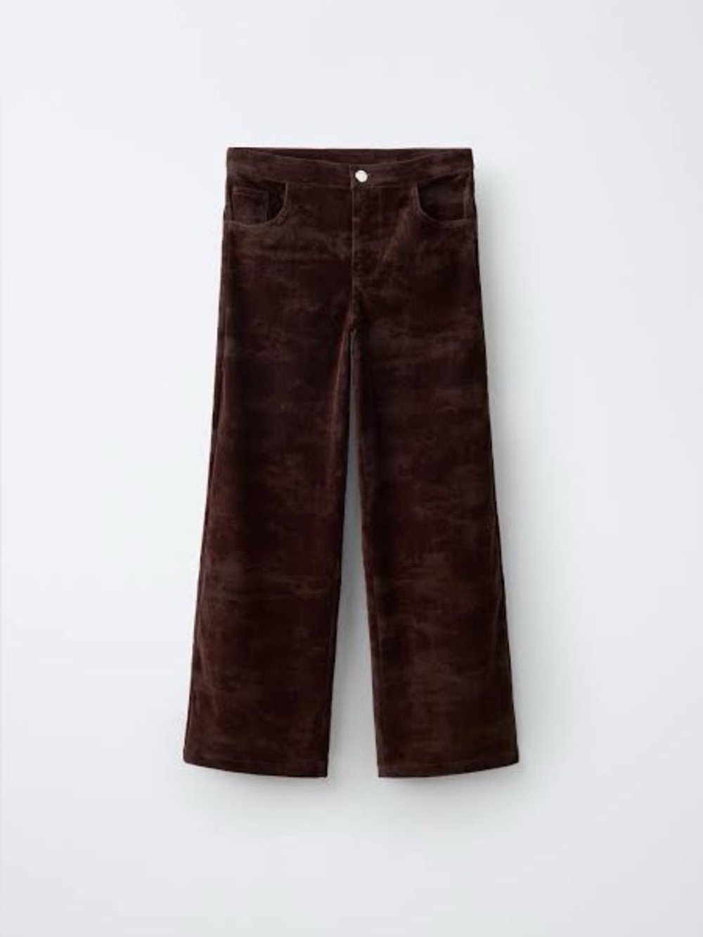 Zara Dark Brown Corduroy Straight-Leg Pants
